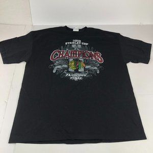 Majestic Chicago Blackhawks Shirt Men's Extra Large Black 2010 Champions NHL